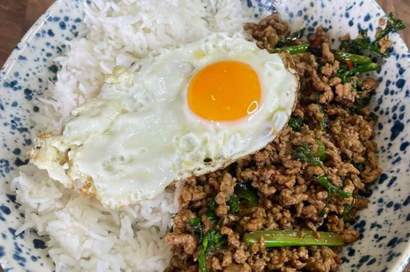 Thai Basil Pork Stir Fry with Fried Egg
