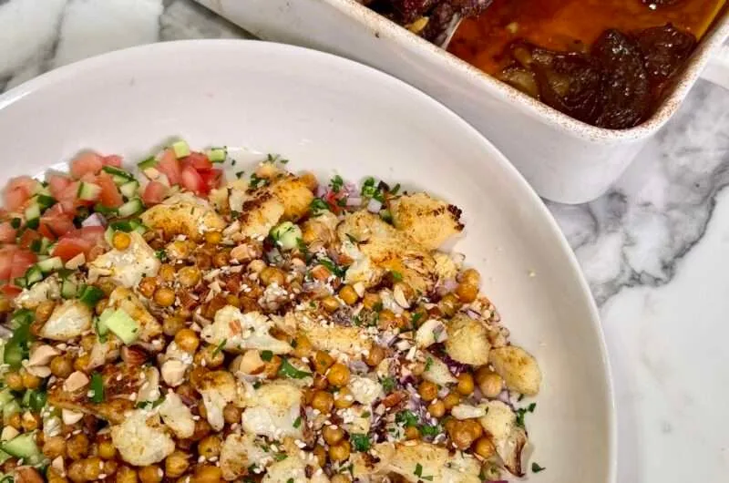 Slow-Roasted Middle Eastern Lamb Shoulder with Cauliflower & Chickpea Salad
