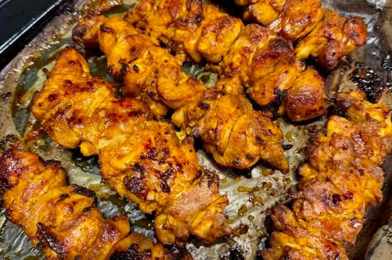Chicken Shawarma Skewers with Garlic Lemon Sauce