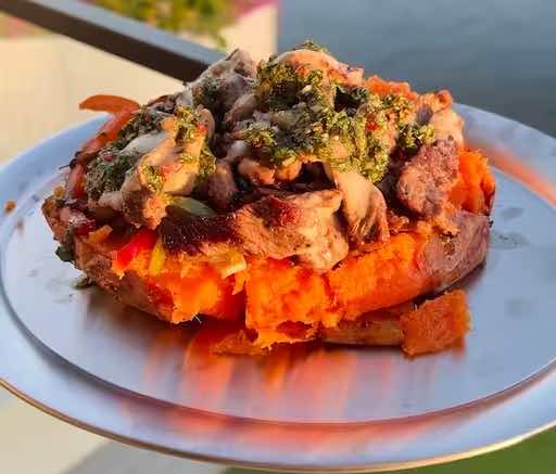 Philly Cheesesteak Loaded Sweet Potatoes