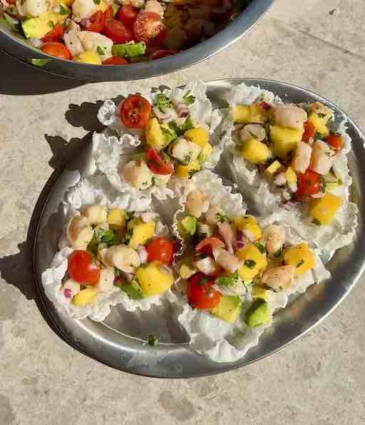 Rice Paper Tacos with Mango Prawn Salsa