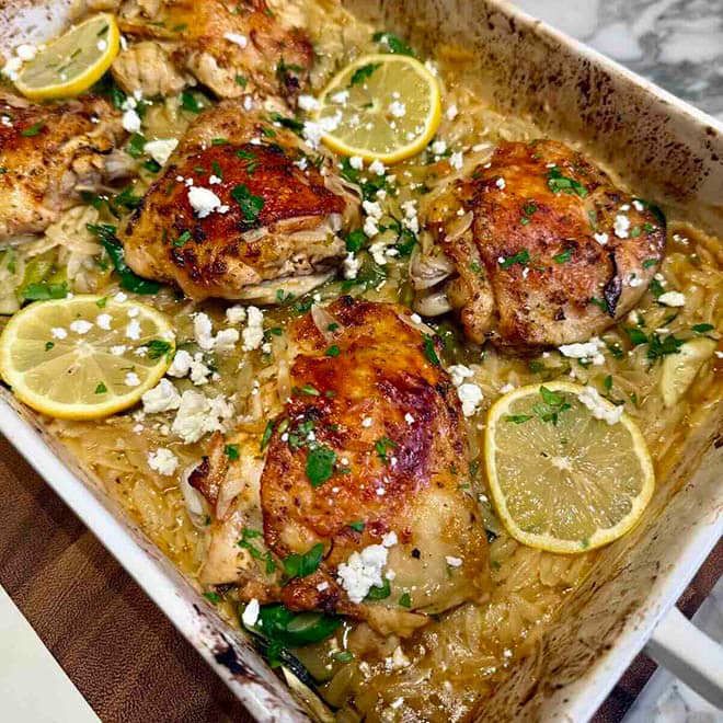 Tray Bake Lemon Chicken with Risoni