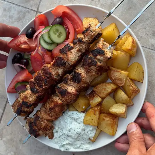 High-Protein Greek Chicken Kebab Bowl