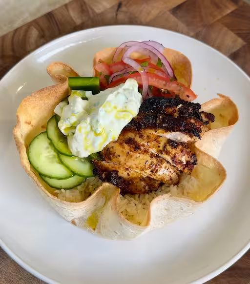 Greek Chicken Tortilla Bowl