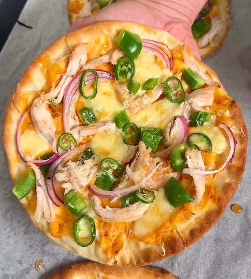 Hot Honey Chicken Flatbread Pizza
