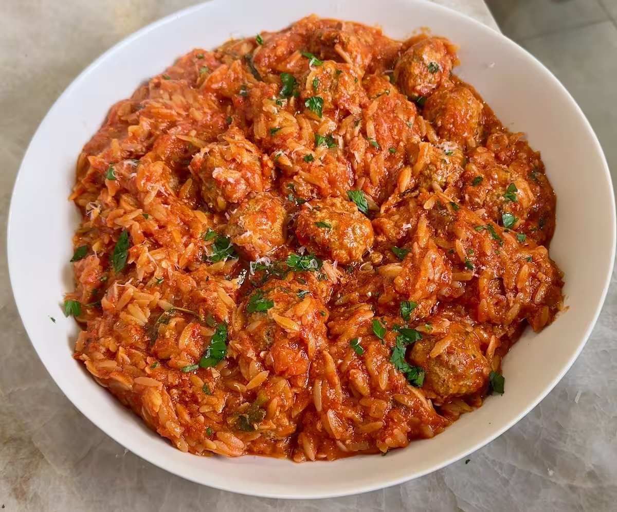 Mum’s Beef and Pork Meatballs with Risoni