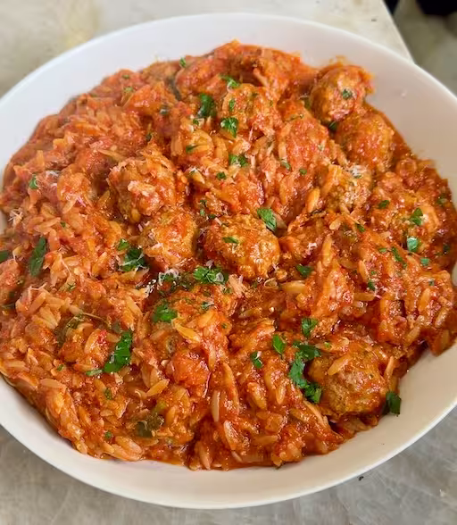 Mum’s Beef and Pork Meatballs with Risoni